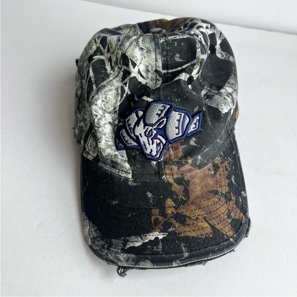 UNC North Carolina Tar Heels mascot logo camo distressed strapback hat Cap ⚫️